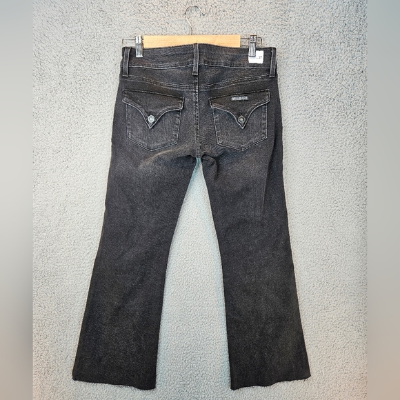 Hudson Womens Collin Midrise Bootcut Cropped Raw Hem Black Jean Sz 27 Distressed - Picture 6 of 12